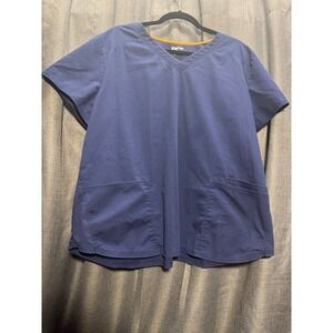 Scrubstar Scrub Top V-Neck Short Sleeve‎ Pockets Medical Uniform Blue XXL
